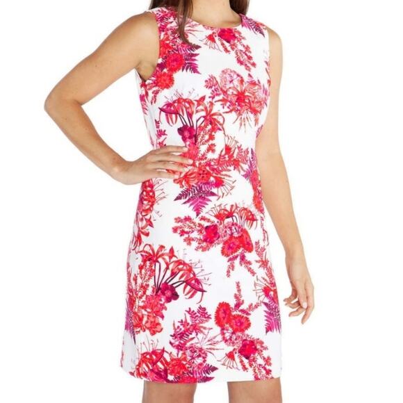 Mario Serrani Italy‎ Red and Fushia Floral Sleeveless Shift Dress Size 6 - Picture 1 of 9